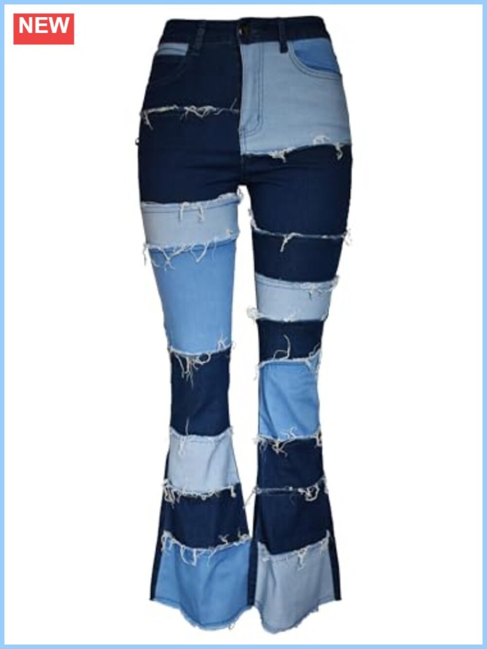 High Waist Frayed Patch Flared Jeans Y2K Boyfriend Denim Pants